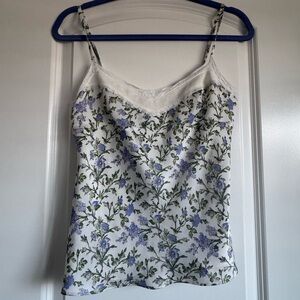 LOFT White and Blue Floral Camisole